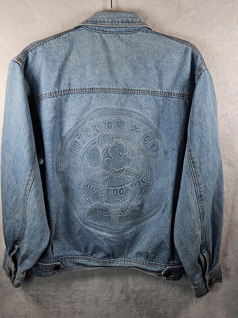 Vintage 90s Mickey & Co. Denim Trucker Jacket Light Wash Women's Size Large
